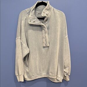 Aerie Blue Three Quarter Button Sweatshirt